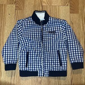 Vintage McGregor White & Blue Boys Youth Reversible Puffy JACKET Size 6/7